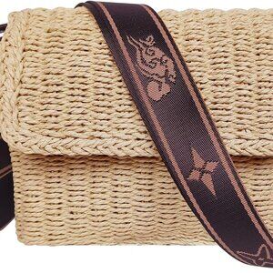 Straw Crossbody Bag Women's Summer Travel Beach Purse with Removable Strap